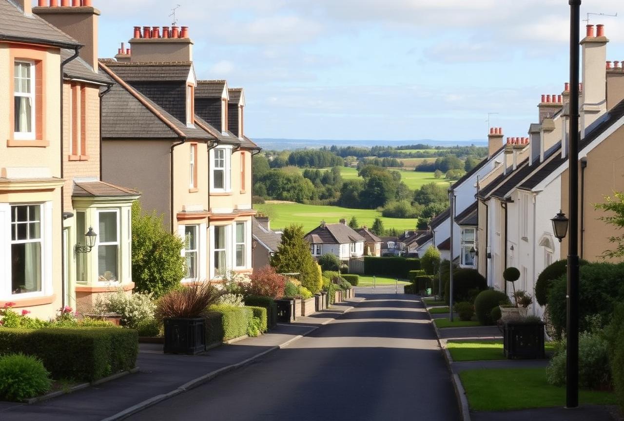 Elegant residential street with gardens in Prestwick, South Ayrshire