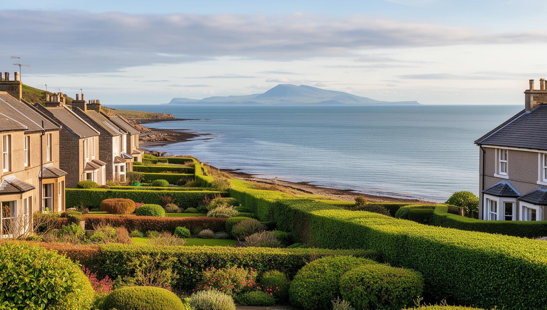 Coastal gardens and homes in Troon with views of the Isle of Arran